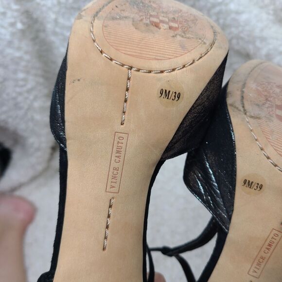 Vince Camuto Akido T Strap Black & Silver Pumps sz‎ 9 - Picture 6 of 7